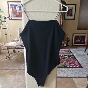 Wild Fable Black Asymmetrical Bodysuit Black and White Sets.